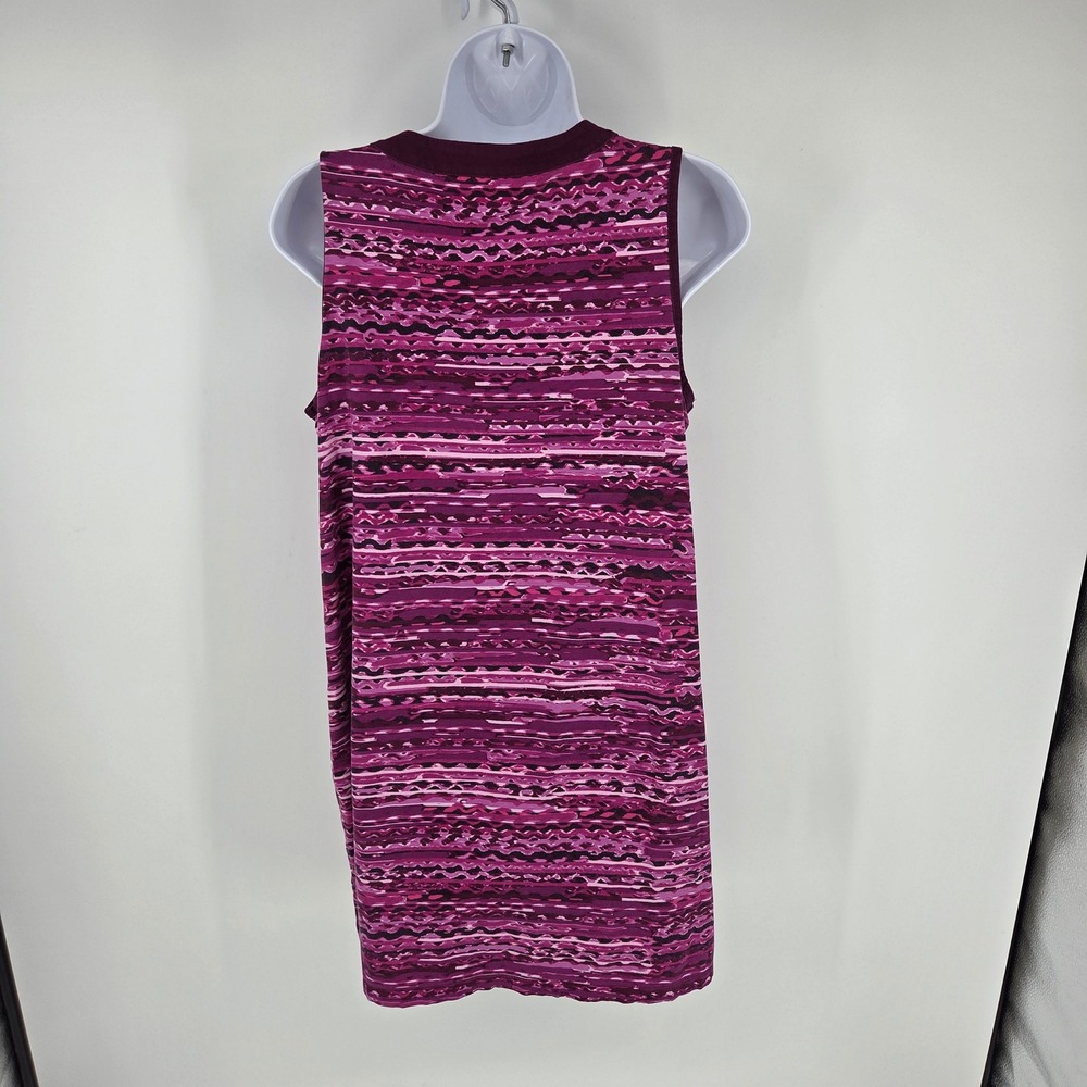 Lands End Womens Medium Purple Pink Wavy Stripe Shift Dress V-Neck Medium 10-12 - Picture 3 of 4